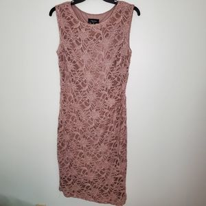 R & M Richards Pink Mauve Lace Dress Size 14W